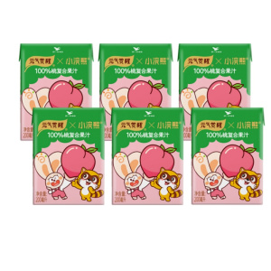 小浣熊联名]统一元气觉醒100%桃复合果汁饮料便携装200ml*6盒