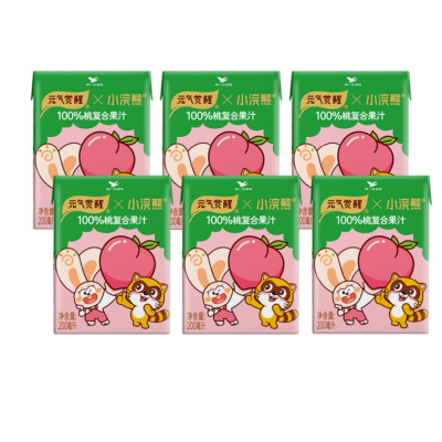 小浣熊联名]统一元气觉醒100%桃复合果汁饮料便携装200ml*6盒