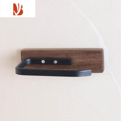 三维工匠卫生纸置物架免打孔卫生间放擦手纸巾架厕所擦手纸巾盒实木胡桃木 简易款-胡桃木 送免钉胶