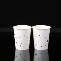 家柏饰(CORATED)一次性纸杯定制烫金加厚寿字生日喜字福字派对logo结婚纸杯 星星白底银色100只