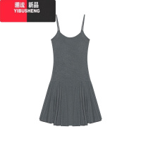 YIBUSHENG纯欲风黑色吊带连衣裙女季辣妹小个子百褶裙A字裙短裙