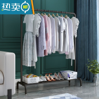 敬平衣架落地卧室挂衣架收纳家用简约衣帽架阳台晾衣架加粗铁艺衣服架 加粗 长80*宽40*高150 黑色无板