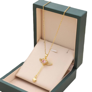 2023新款丘比特天使之翼流苏爱心钛钢项链女会动的小翅膀女锁骨链水洗不掉色