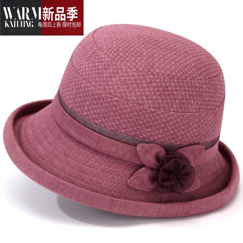 shanchao中老年人帽子女士天妈妈遮阳盆帽奶奶布帽夏天透气渔夫帽