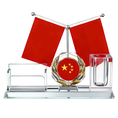 锦瑞星精美名片盒笔筒红旗摆件R02-H件