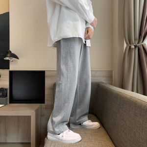 休闲裤男2023秋季新款长裤男直筒阔腿长裤松紧男宽松卫裤
