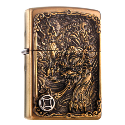 打火机zippo正版貔貅男士zipoo芝宝纯铜男士煤油防风正品zoop火机