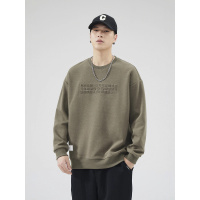 |早秋季款重磅圆领卫衣男士宽松潮牌长袖男青少年针织毛衣