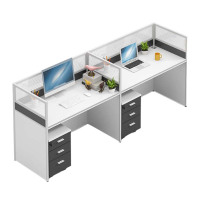 DXBG简约现代隔断双人位屏风卡座工作位职员办公桌椅组合办公家具E字型带柜