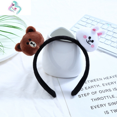 网红洗脸发箍女防滑卡通头箍韩国可爱小熊搞怪头窟猫耳朵发饰你那么美青蛙发带发夹