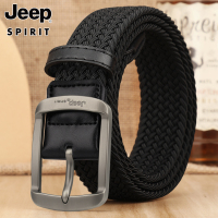 jeep皮带男2024新款帆布针扣休闲腰带百搭松紧弹力编织免打孔裤带