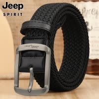 jeep皮带男2024新款帆布针扣休闲腰带百搭松紧弹力编织免打孔裤带