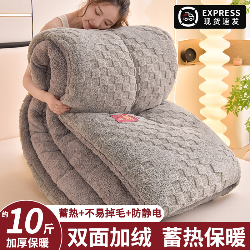 羊羔绒被子冬被加厚保暖棉被珊瑚绒秋冬季被芯冬天宿舍单人被褥