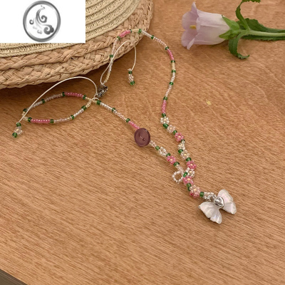 JiMi多巴胺彩色串珠珍珠项链女夏2023新款颈链轻奢小众高级锁骨链