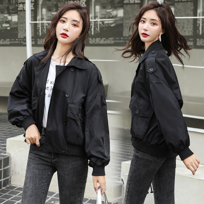 FISHBASKET2020新款潮短款小个子外套女韩版宽松bf工装风衣百搭夹克上衣风衣女