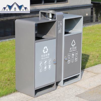 户外垃圾桶不锈钢镀锌大号小区公园商用分类回收果皮箱环卫垃圾桶 三维工匠