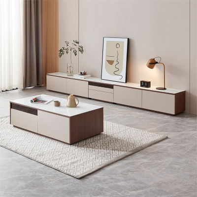 全友家居现代简约钢化玻璃茶几茶桌客厅模块化组合电视柜