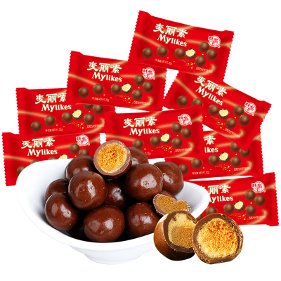 梁丰旗舰店-牛奶原味麦丽素巧克力豆25g*15包怀旧糖果饼干国产零食批发（代可可脂）