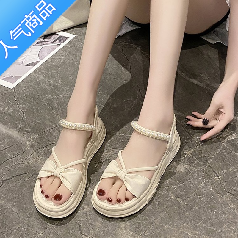 SUNTEK大码凉鞋41潮42女外穿2023年夏季仙女风凉鞋配裙子松糕孕妇凉拖鞋