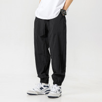 男士束脚新款宽松百搭休闲长裤子垂感工装日系纯色轻薄款户外卫裤