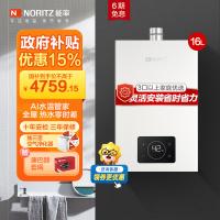 能率(NORITZ)16升热水器零冷水燃气热水器 GQ-16E5FEXQ)天然气热水器 分段燃烧 多维防干扰 高端零冷水