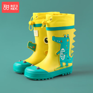 甜甜仔学院风橡胶雨鞋儿童雨鞋男童女童防滑水鞋宝宝雨靴女款学生雨靴男孩胶鞋