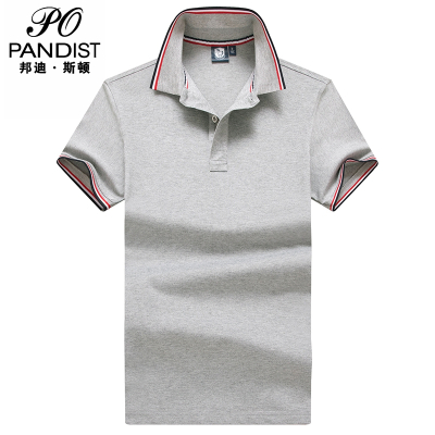 邦迪斯顿polo男夏季时尚简约工作服男士t恤休闲港风纯色翻领短袖