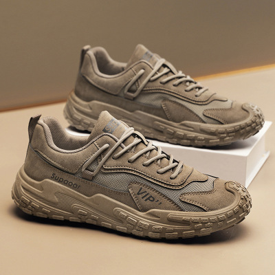 2025新款男鞋春季透气网面休闲运动厚底跑步学生经典舒适老爹鞋