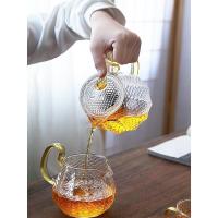 家柏饰(CORATED)玻璃茶具整套家用办公功夫泡茶器透明过滤带把茶壶锤纹品茗杯