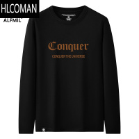 HLCOMAN长袖T恤男士宽松体恤打底衫青年圆领卫衣潮牌加绒上衣