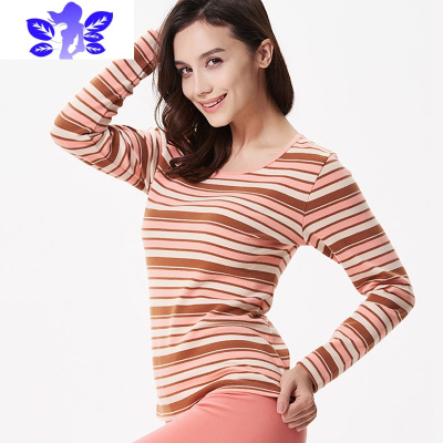 Ideamini保暖内衣套装女棉秋衣秋裤加厚冬双面磨毛舒绒打底毛衫条纹