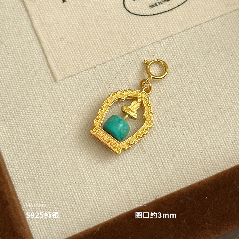 925纯银松石无相佛吊坠女仅项坠时尚小众高级感气质ins风 BCZ1953