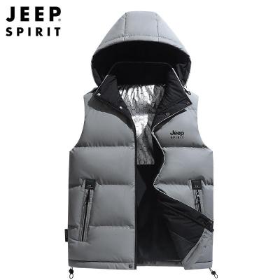 JEEPspirit马甲男装秋冬青年石墨休闲加厚保暖马夹棉外套2993