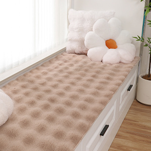 2024新款飘窗毯仿兔毛地毯奶油风四季通用客厅阳台垫子榻榻米坐垫 兔毛泡泡-暖驼色 60x160cm【升级底背】【不掉毛】