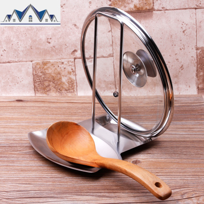 锅盖架带接水盘 304不锈钢多功能厨房置物架砧板勺收纳沥水 三维工匠