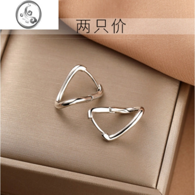 JiMi925银银素圈耳钉2022年新款女小众设计感耳环高级感耳饰