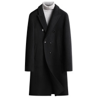 男式大衣秋冬新款100%羊毛男士双排扣双面呢大衣过膝长款羊毛大衣