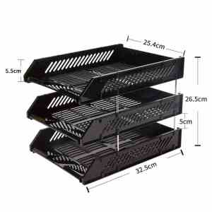 优拉三层文件盘9513 办公资料文件架横式办公室三层文件筐桌面收纳筐文件座A4多层多功能资料置物架人事财务资料收纳框