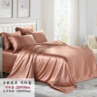 美帮汇重磅真丝四件套桑蚕丝套件加厚床上用品丝绸婚庆简约色