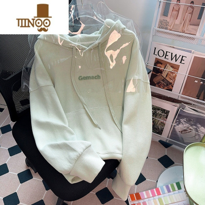 YANXU潮牌港风chic字母连帽卫衣男2023新款宽松简约百搭外套上衣