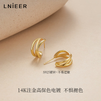 吴千语同款金色耳环小众轻奢高级感925纯银针耳钉2025新款耳饰女