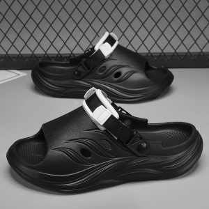 情侣款大码slippers鱼嘴一字防滑EVA踩屎感夏季沙滩拖鞋男鞋