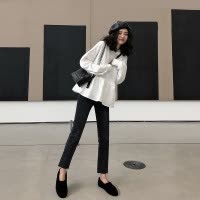 秋季新款韩版女装宽松显瘦学生休闲上衣纯色长袖T恤卫衣女潮