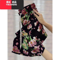 YIBUSHENG季薄款冰丝休闲裤女显瘦时尚束脚九分哈伦裤宽松高腰碎花凉凉裤