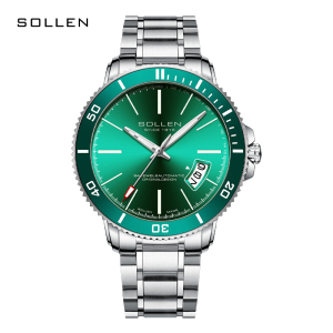 梭伦(SOLLEN)手表男正品l自动机械表时尚日历精钢带防水商务潮流学生男士手表新款SL-609