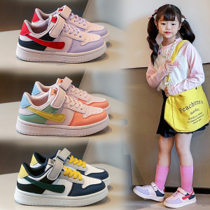 秋新款儿童板鞋女童休闲鞋皮面轻便透气鞋男童跑步鞋