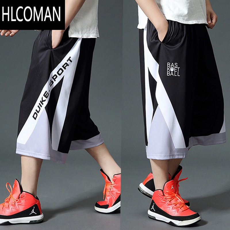 HLCOMAN夏季新款篮球裤男士外穿运动短裤男宽松薄款速干潮胖七分裤大裤衩