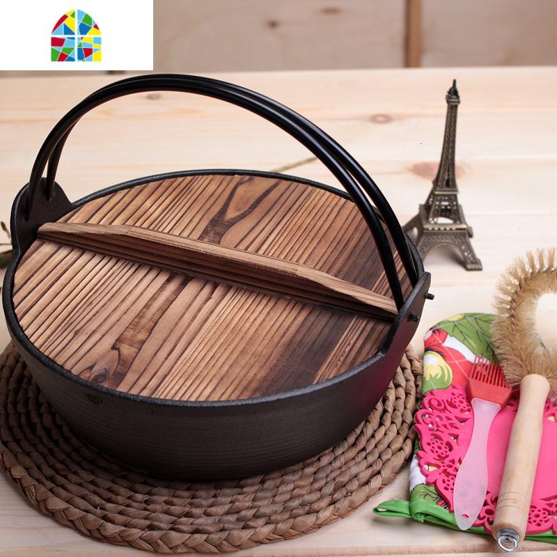 铸铁炖锅25 加厚传统铁锅 纯手工锅无涂寿喜锅锅煲汤锅具 FENGHOU 25厘米炖锅送木锅盖手套硅胶锅垫棕毛刷