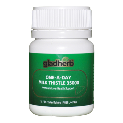 澳洲gladherb奶蓟草片15粒/瓶(旅行装)高含量35000mg水飞蓟草本精华一原装进口 膳食营养补充剂