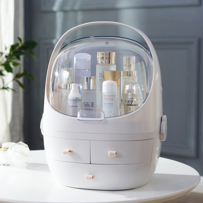 怡茹防尘化妆品收纳盒梳妆台收纳架桌面塑料护肤品面膜置物架